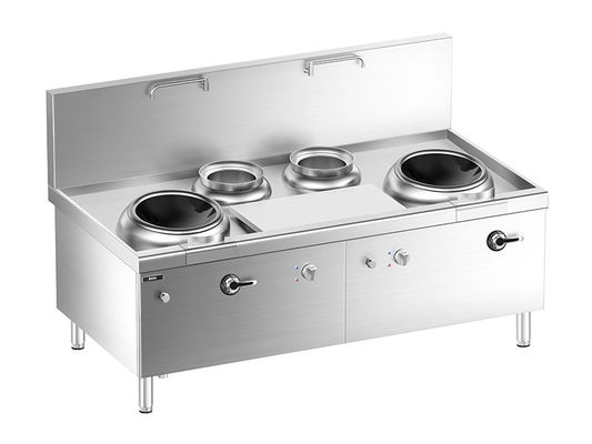 গুণ  Floor Chinese Induction  Double-wok  and Double Bain Marie  Stove with Cabinet কারখানা